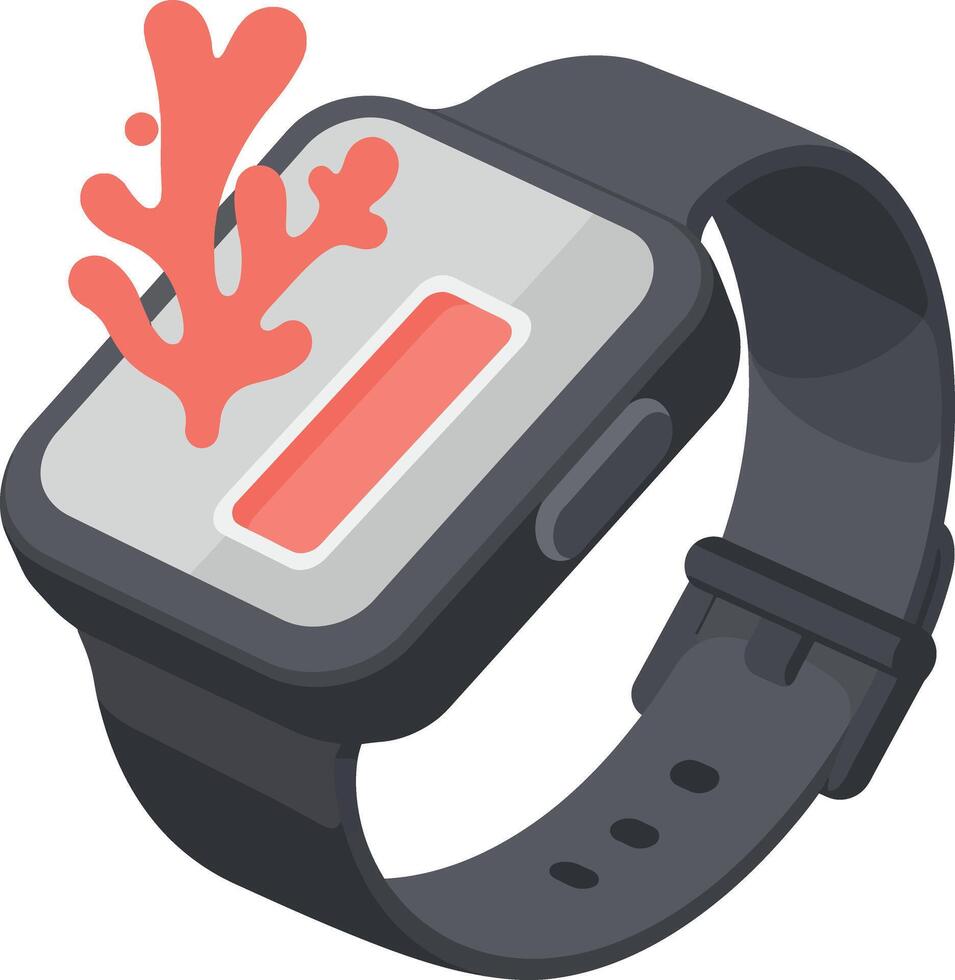 Smartwatch with Coral Illustration on Screen Design in Isometric Style vector