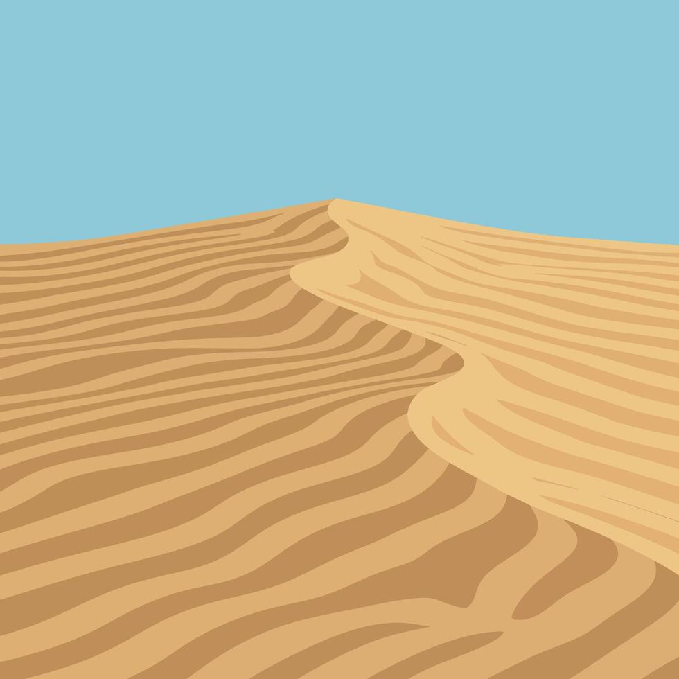 Sand dune landscape with blue sky illustration in desert environment natural scene vector