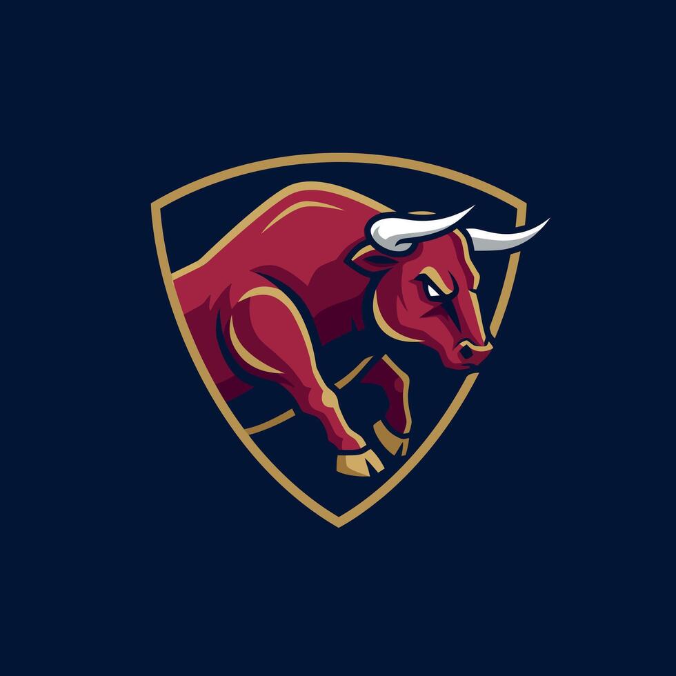 Red Bull Logo Design with Aggressive Bull and Shield Emblem for Sports Branding vector