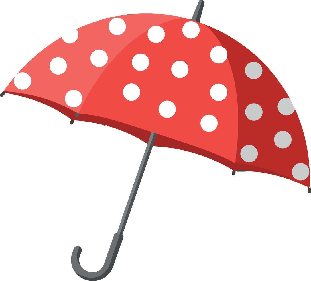 Red umbrella with white polka dots illustration in simple style vector