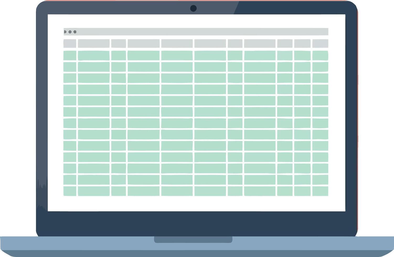 Laptop computer with spreadsheet data screen business technology illustration vector