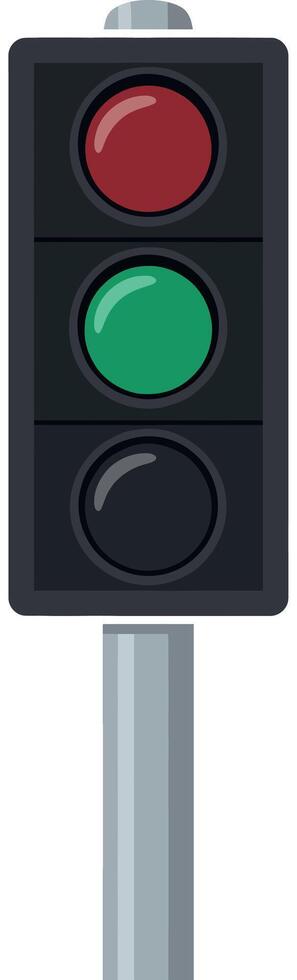 Traffic Light Illustration with Red and Green Signals on Grey Pole vector