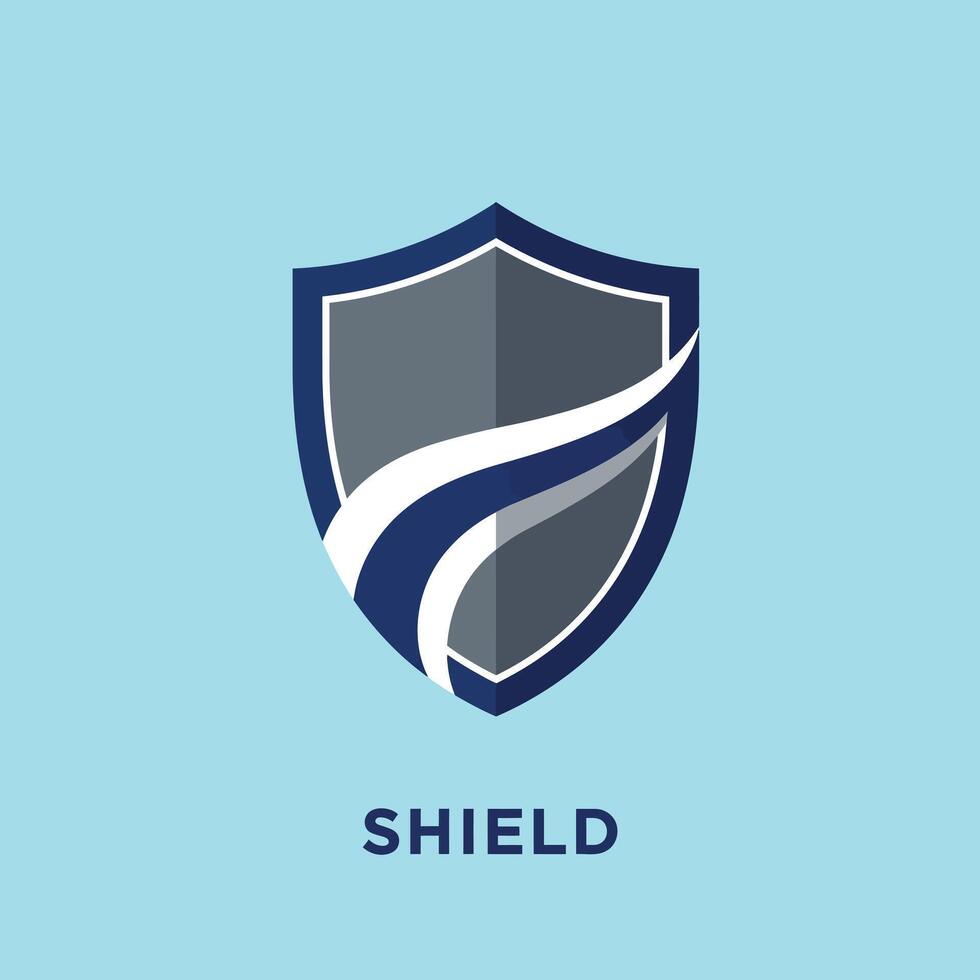 Shield logo design with blue and gray colors for security and protection concept vector