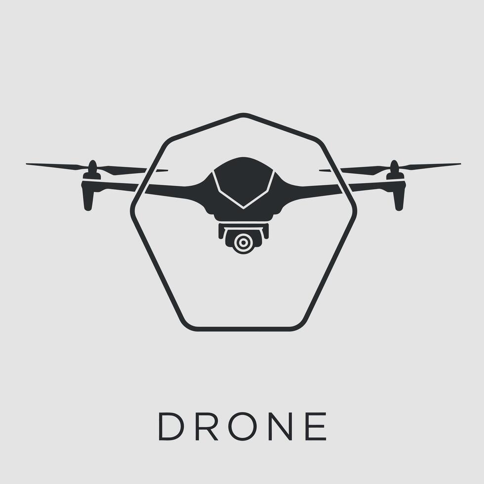 Drone icon design with camera and hexagonal frame illustration vector