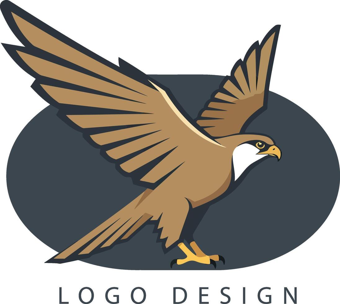 Eagle flying logo design with brown and white colors for branding and identity use vector