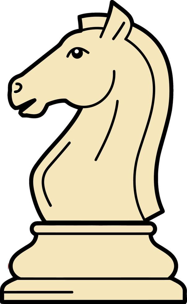 Knight Chess Piece Illustration in Beige with Black Outline for Strategy Games vector