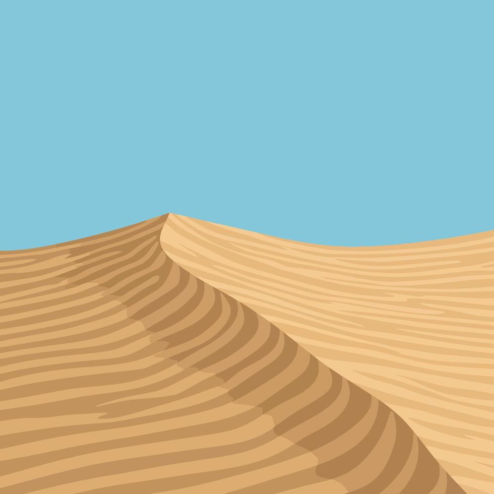Sand dunes landscape with clear blue sky desert illustration natural scenery vector