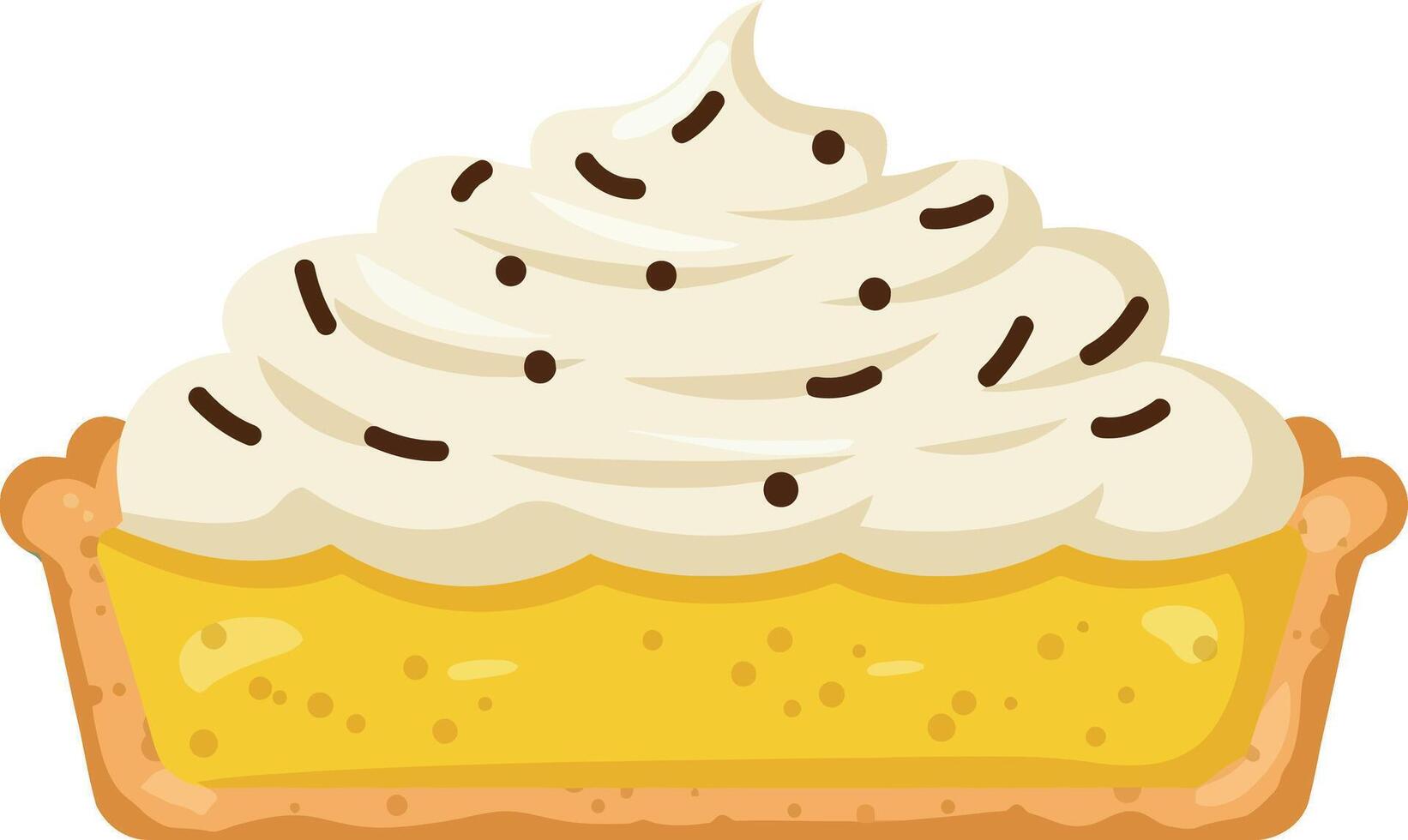 Lemon Meringue Pie Slice with Cream Topping and Sprinkles Illustration vector