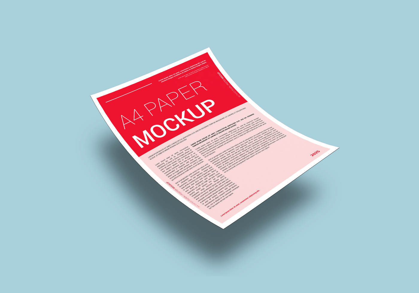 A4 Size Flying Paper Mockup Template psd