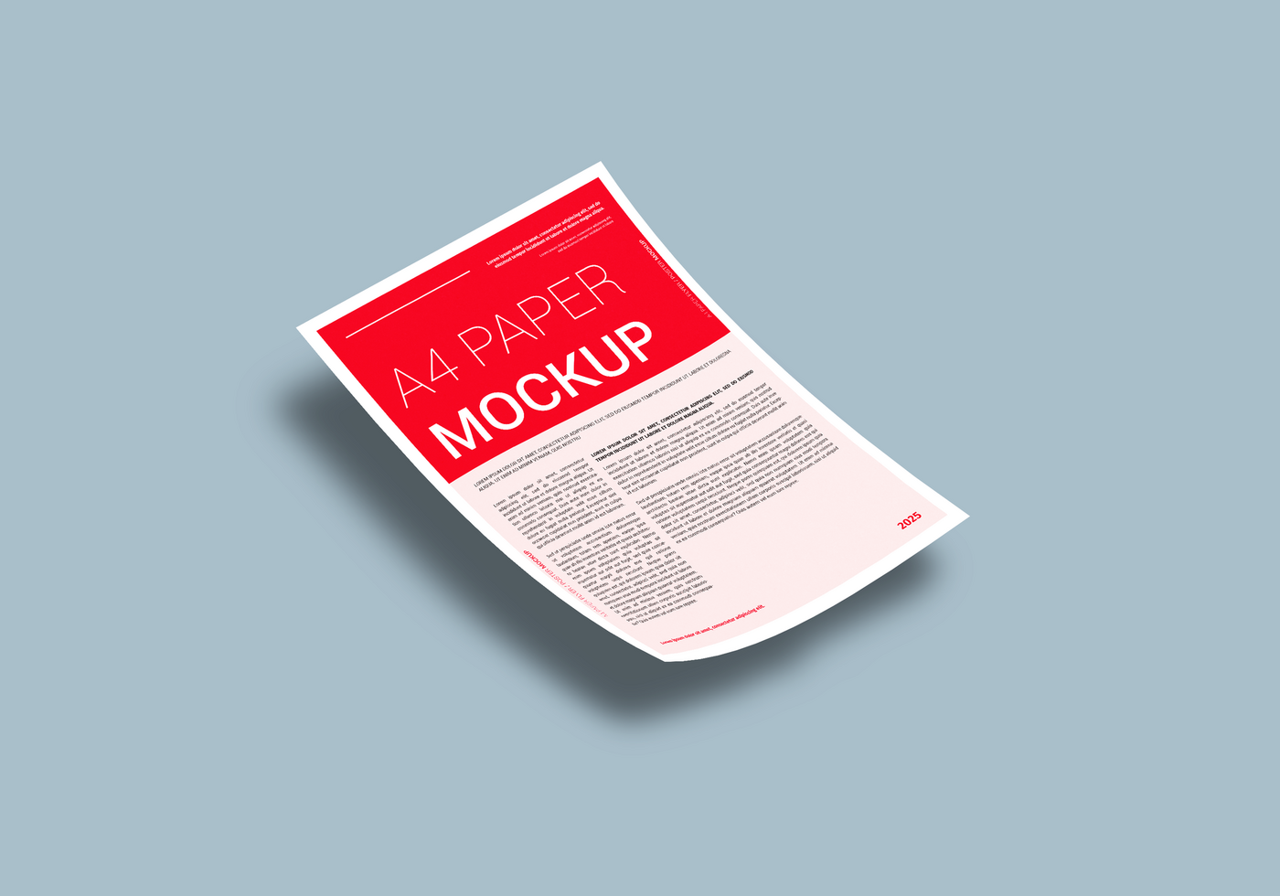 A4 Size Flying Paper Mockup psd