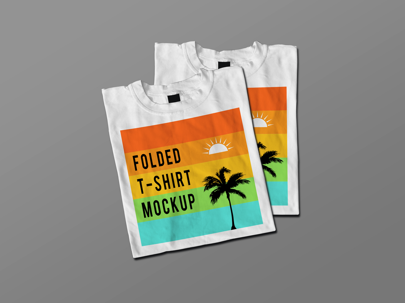 Two Folding Tshirt Design Mockup psd