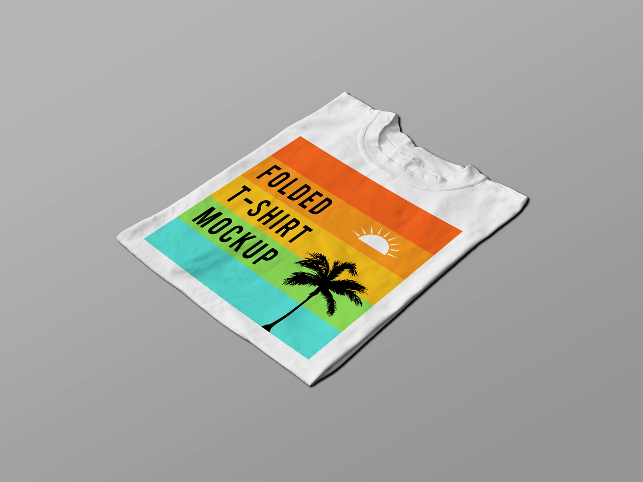 Folding Tshirt Design Mockup with Logo psd