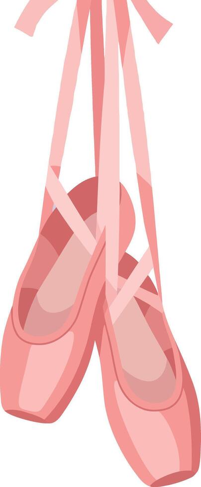 Pink Ballet Shoes with Hanging Ribbons Illustration for Dance and Performance Art vector