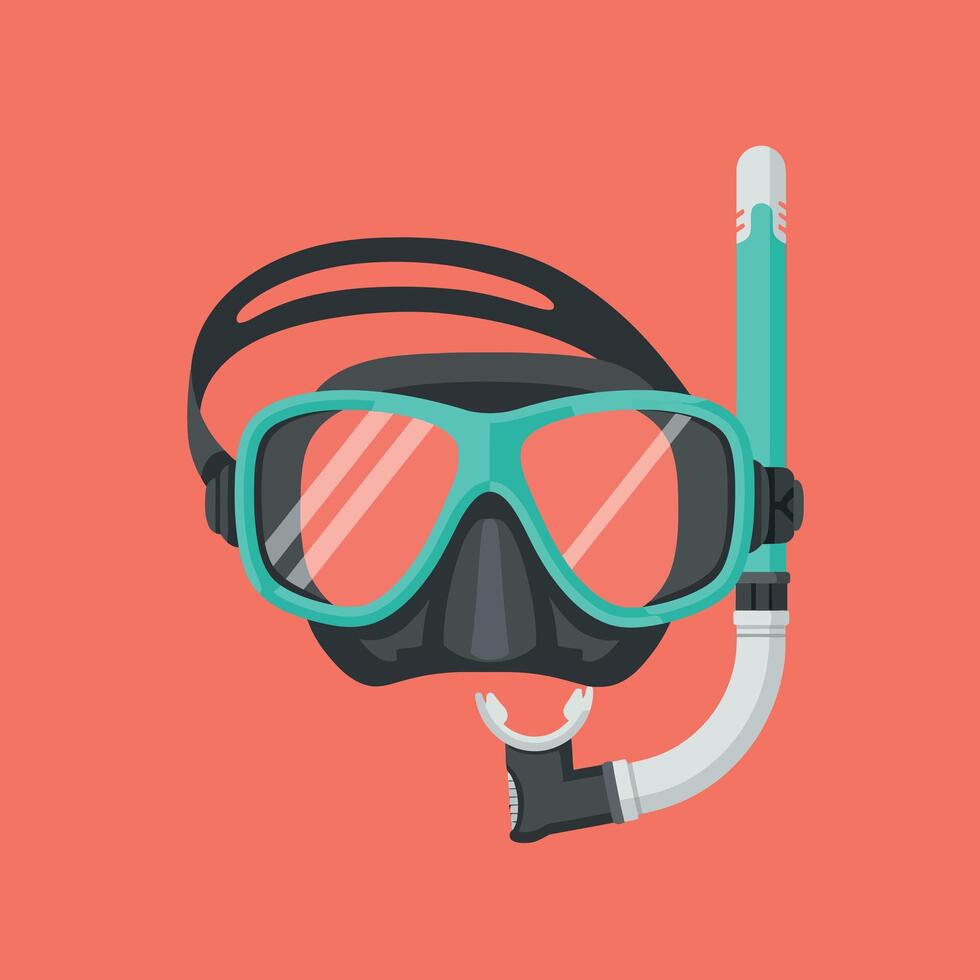 Snorkeling mask and snorkel gear illustration on orange background image vector