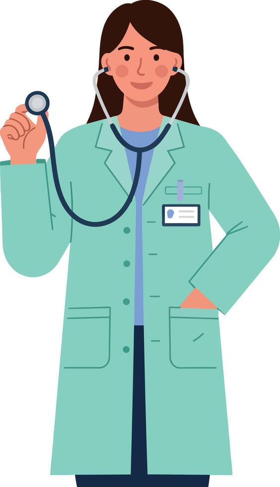 Female doctor with stethoscope in medical coat healthcare professional illustration vector