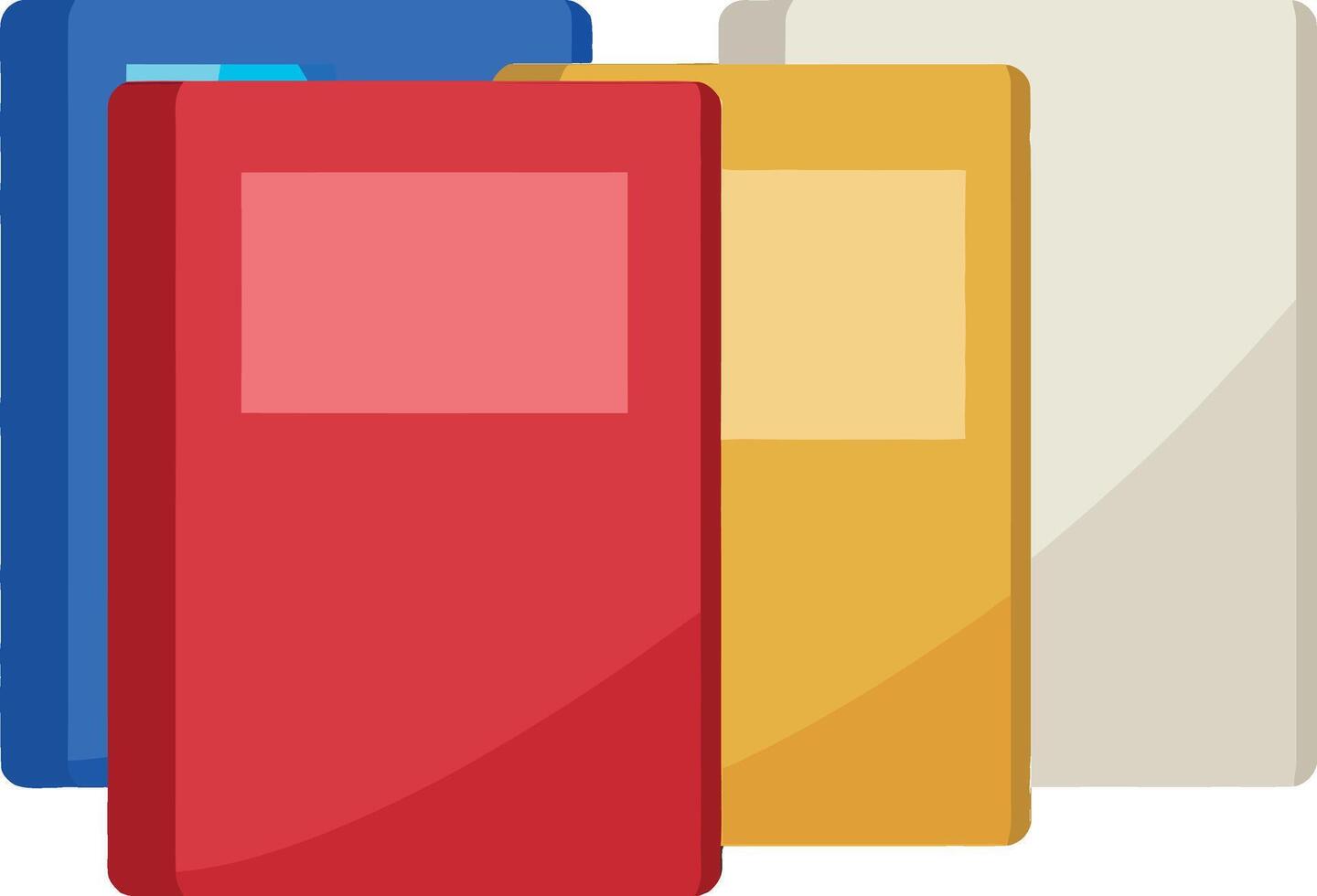 Colorful book covers with red blue yellow and white school reading materials illustration vector