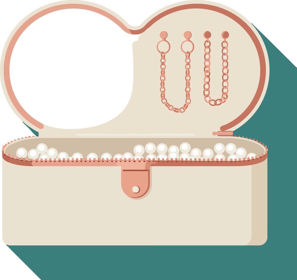 Jewelry box with pearl necklace and earrings in pastel colors illustration vector