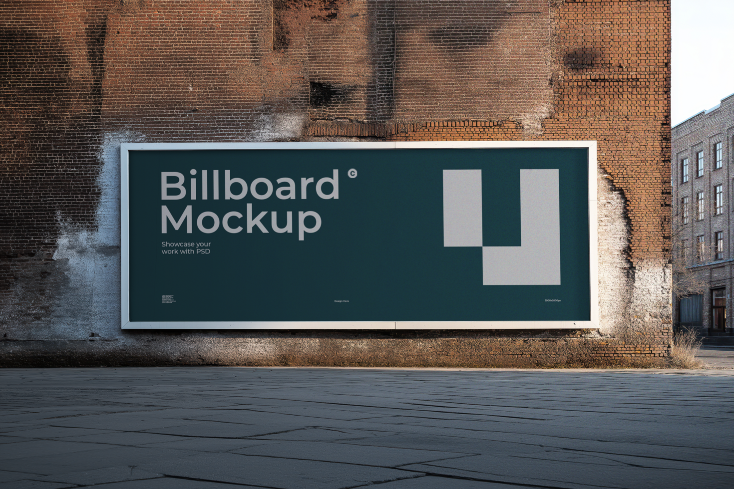 Billboard Mockup on a Brick Wall in an Urban Setting psd