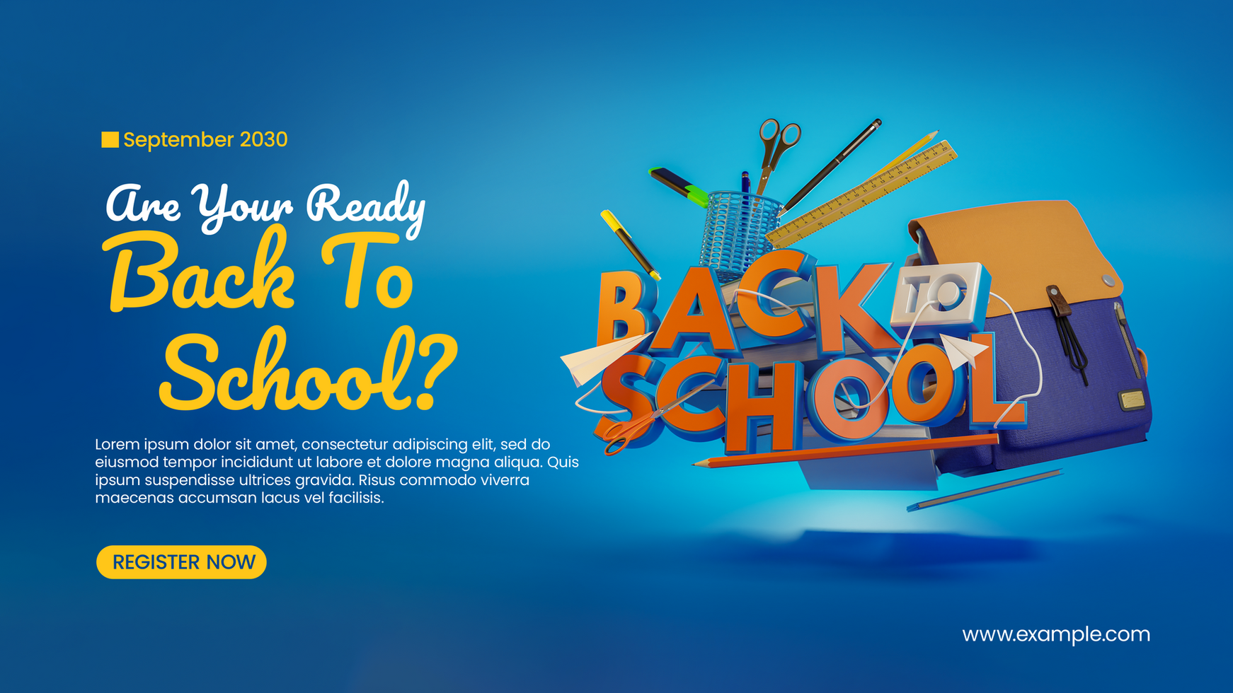 Blue Are You ready to Back To School Web Banner psd