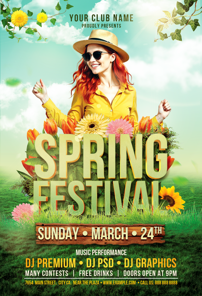Spring Festival with model flyer psd