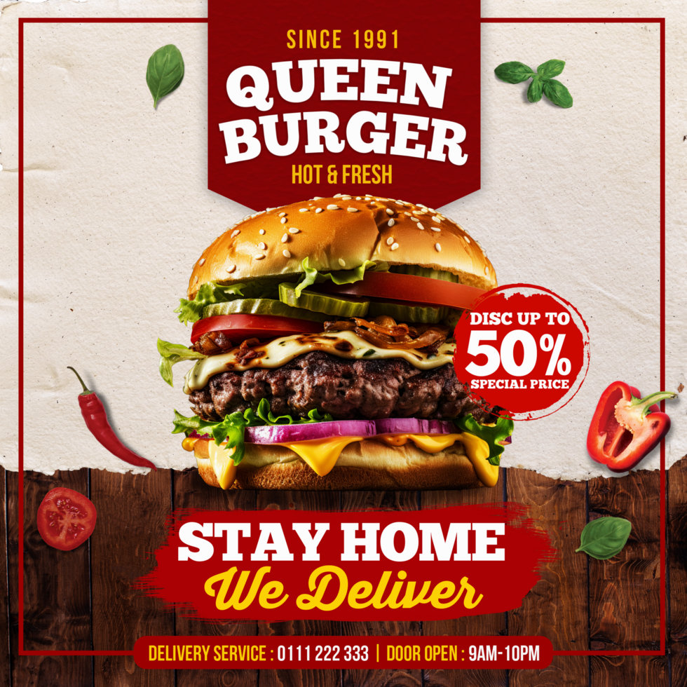Queen Burger Social Media Post psd