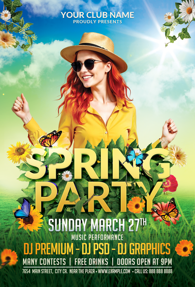 Spring Party Event Flyer psd