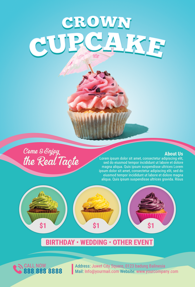 Crown Cupcake Poster Design psd