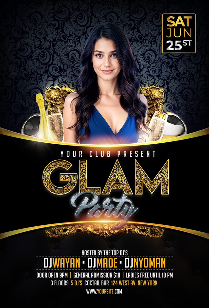 Black Gold The Glamour Night Party psd
