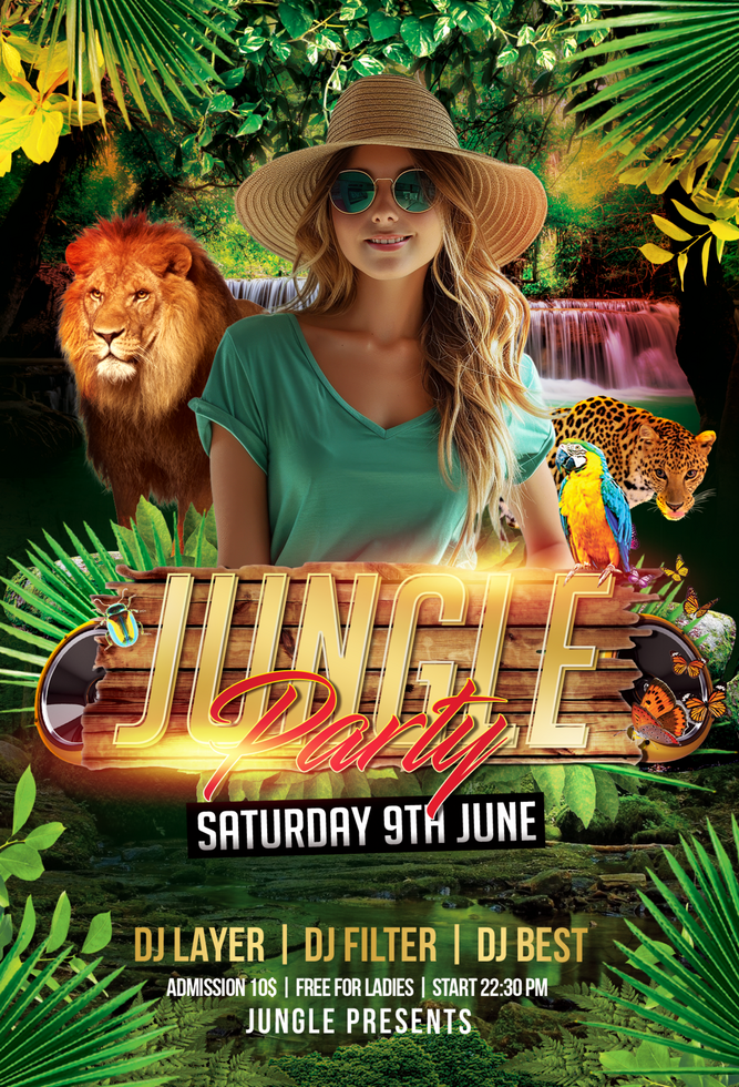The Jungle Party Flyer psd