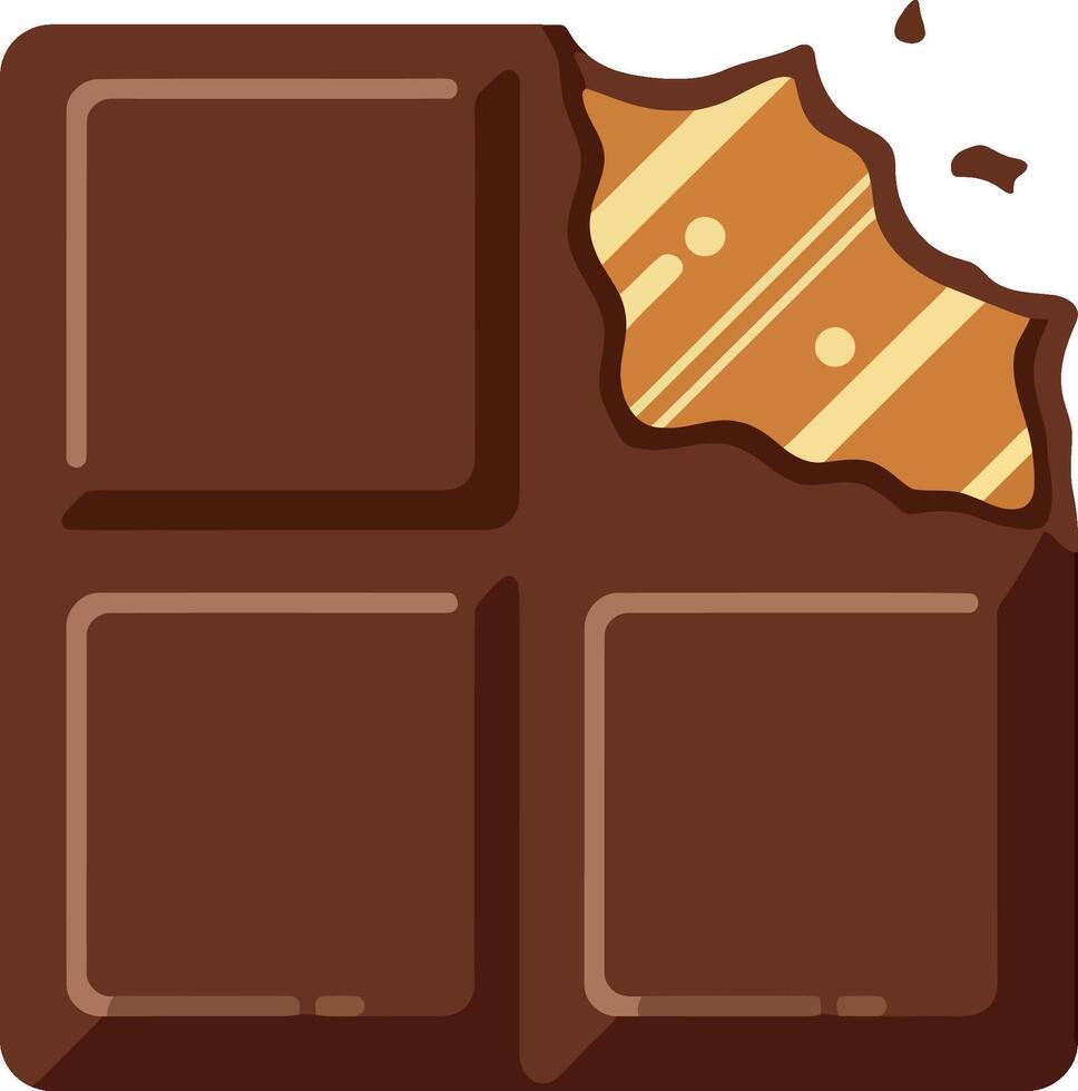 Chocolate bar with peanut butter bite illustration for dessert and snack design vector