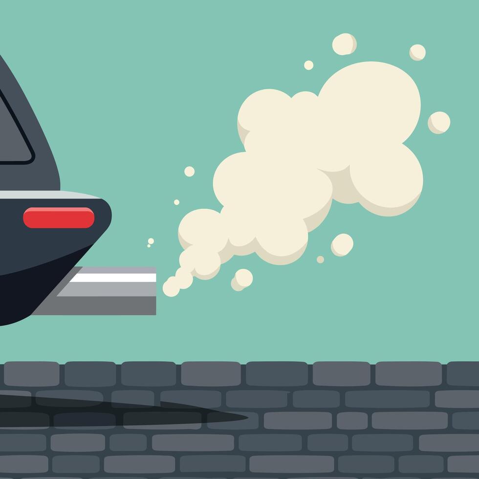 Car exhaust smoke emission pollution environmental air quality illustration vector
