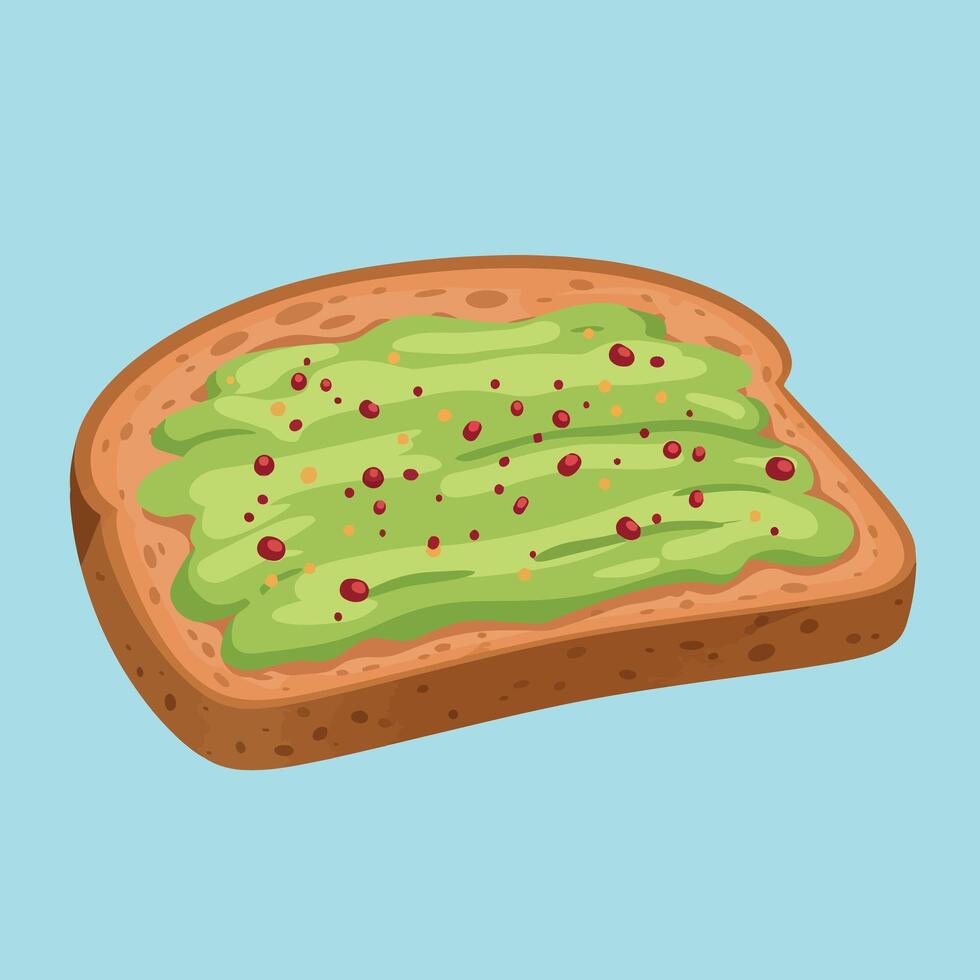 Avocado Toast with Red Pepper Flakes on Blue Background Illustration vector