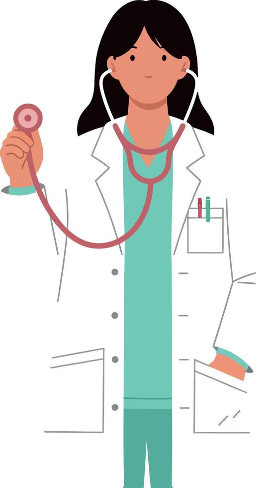 Female doctor with stethoscope medical professional healthcare worker illustration vector