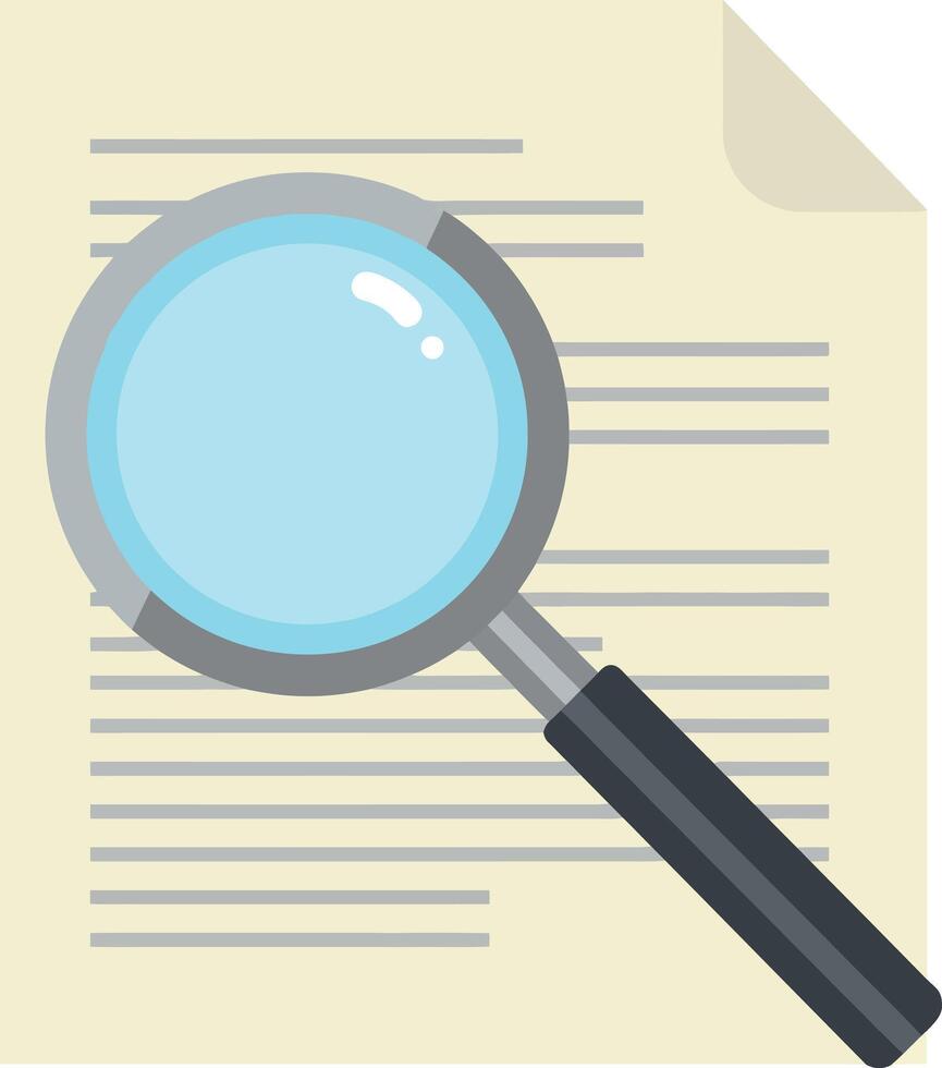 Magnifying glass over document searching for information illustration simple design vector