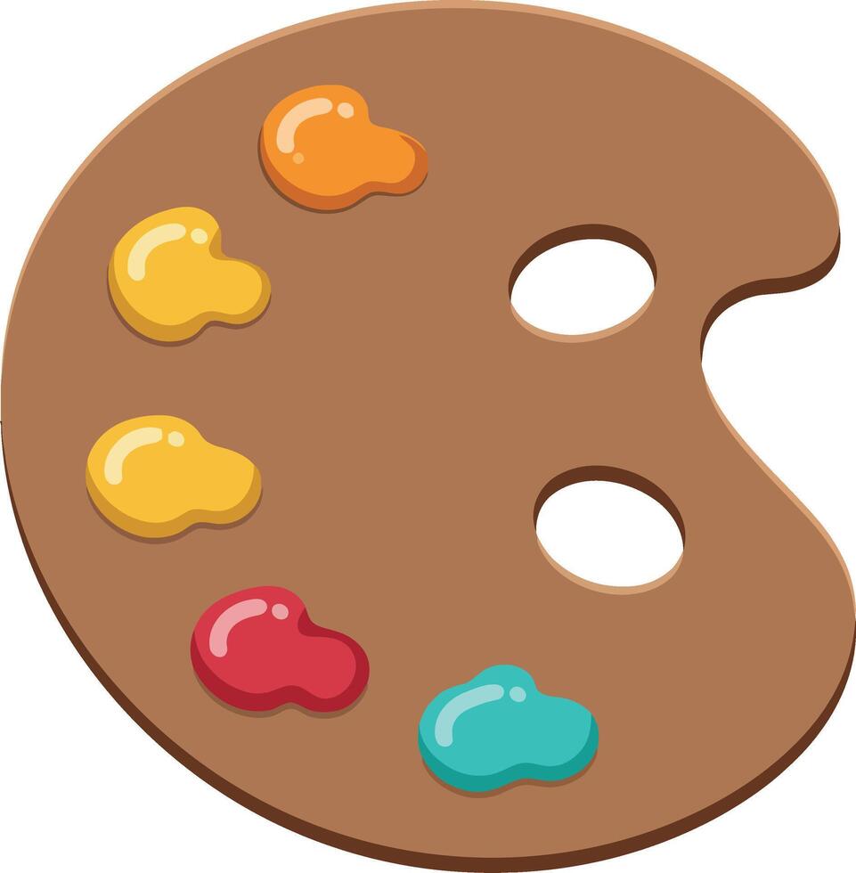 Artist paint palette with colorful paint drops in various shades illustration vector