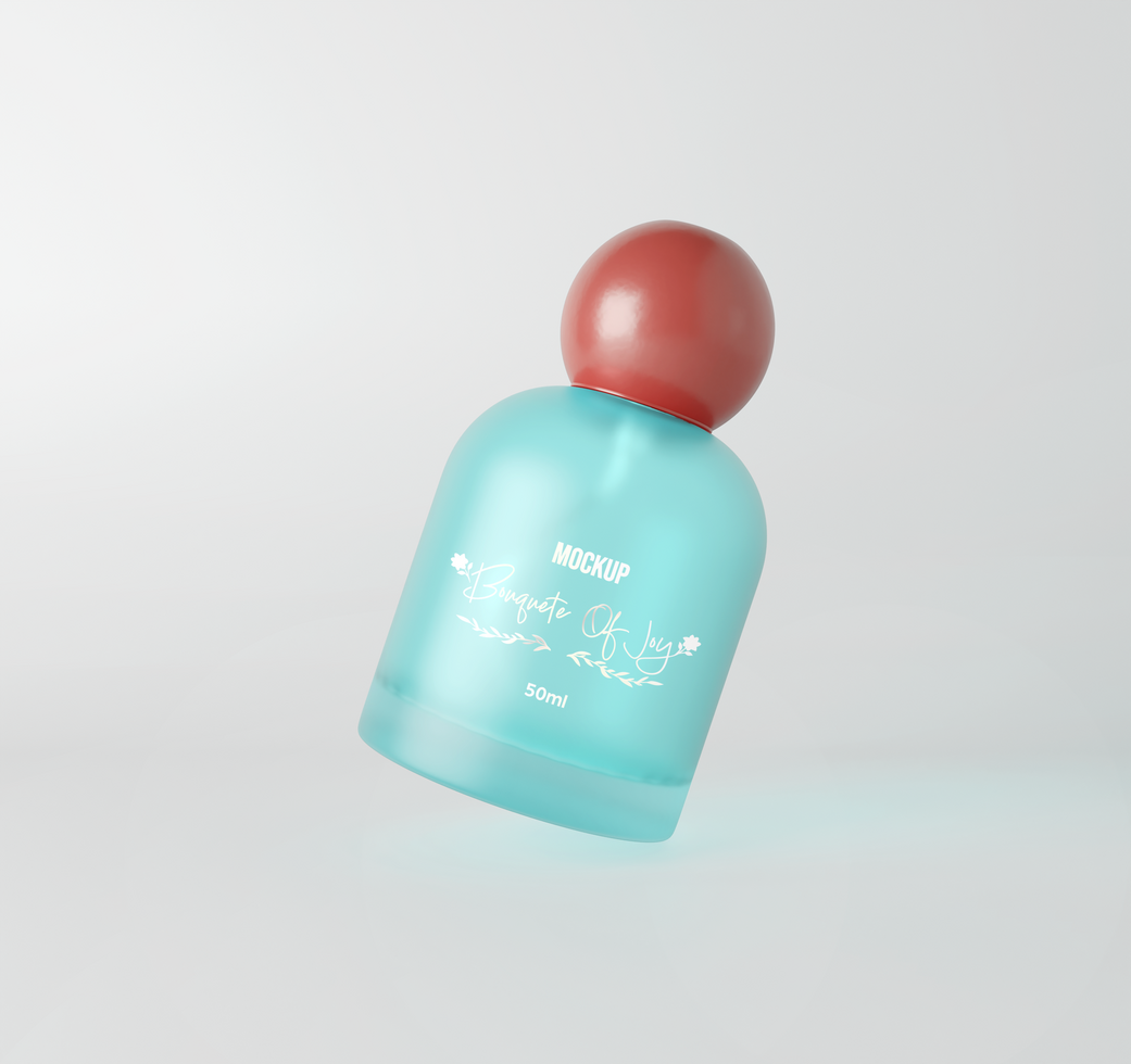 Floating front view luxury perfume bottle mockup psd