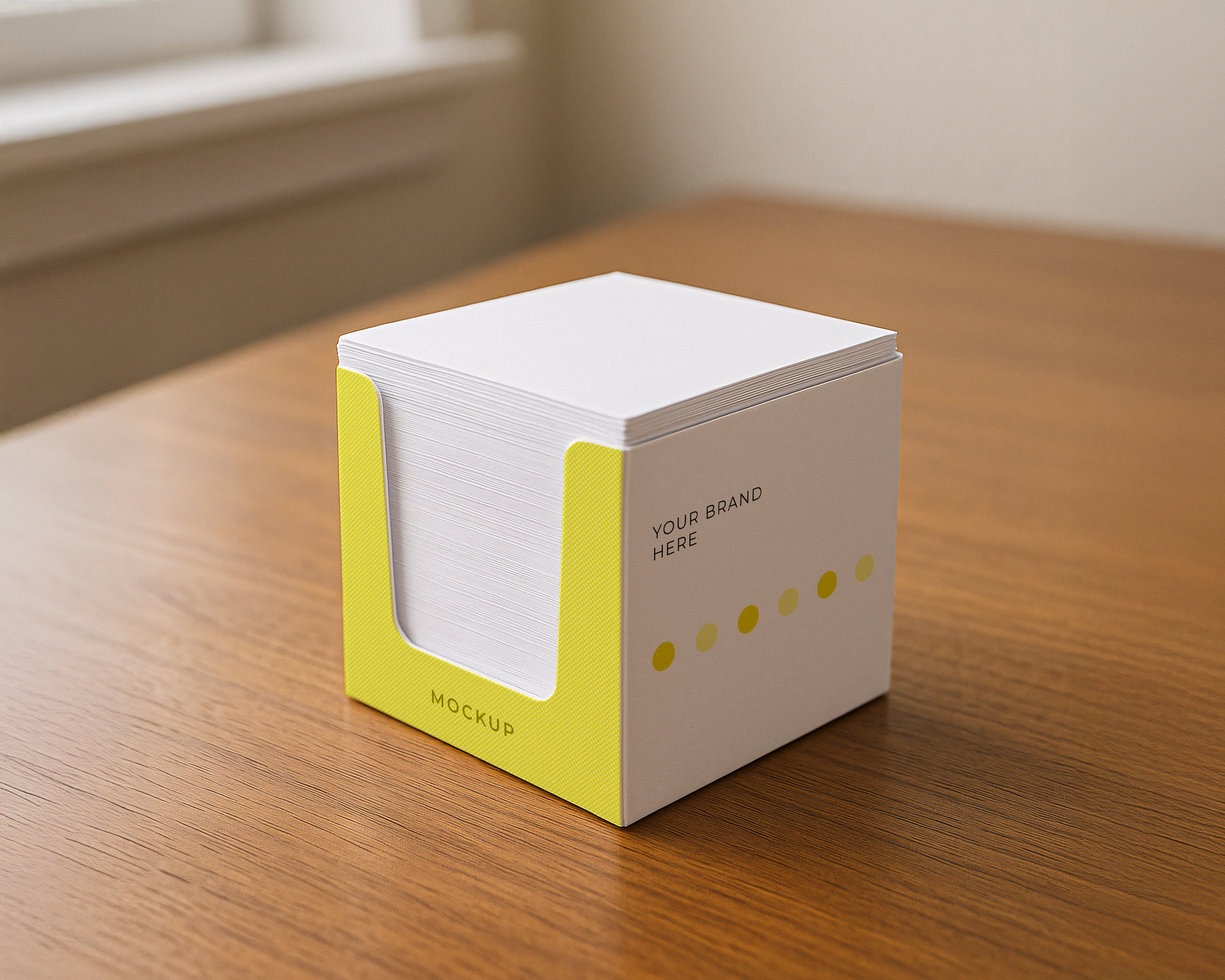 Mockup of a notepad on a table psd