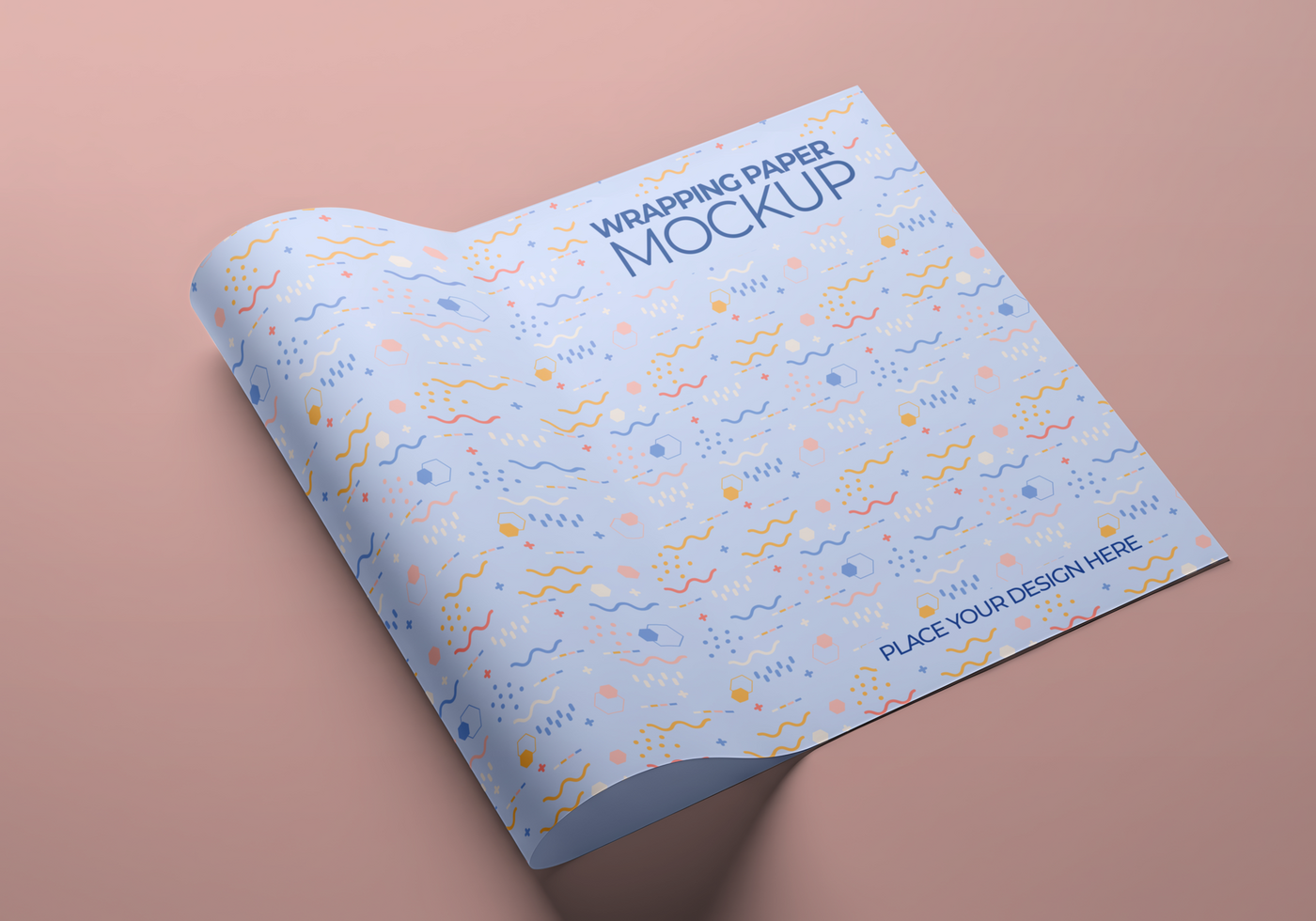 wrapping paper mockup on the floor psd