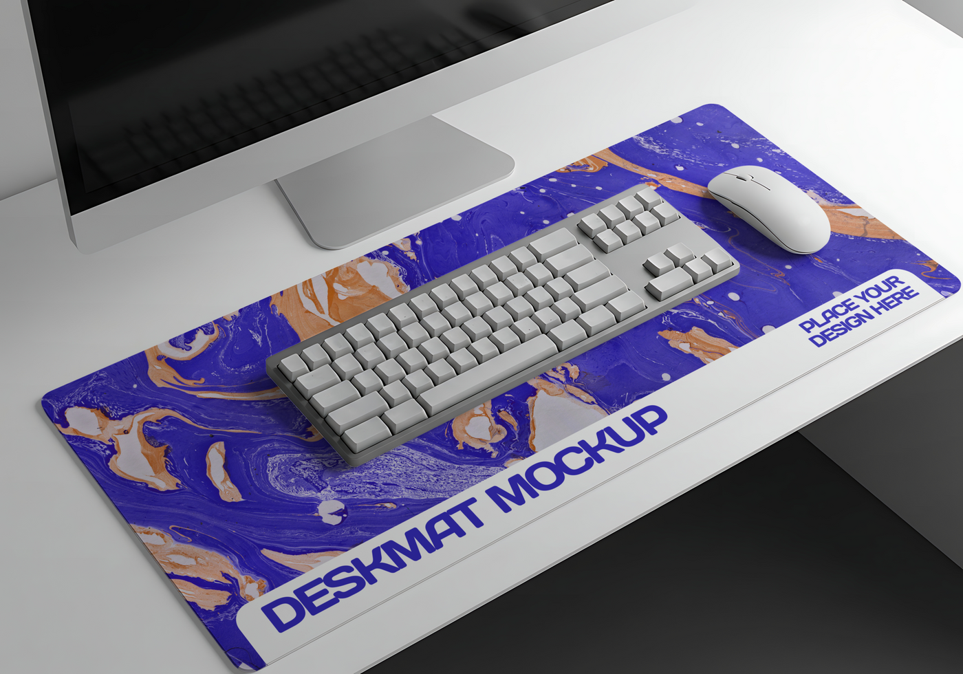 deskmat mockup with mouse psd