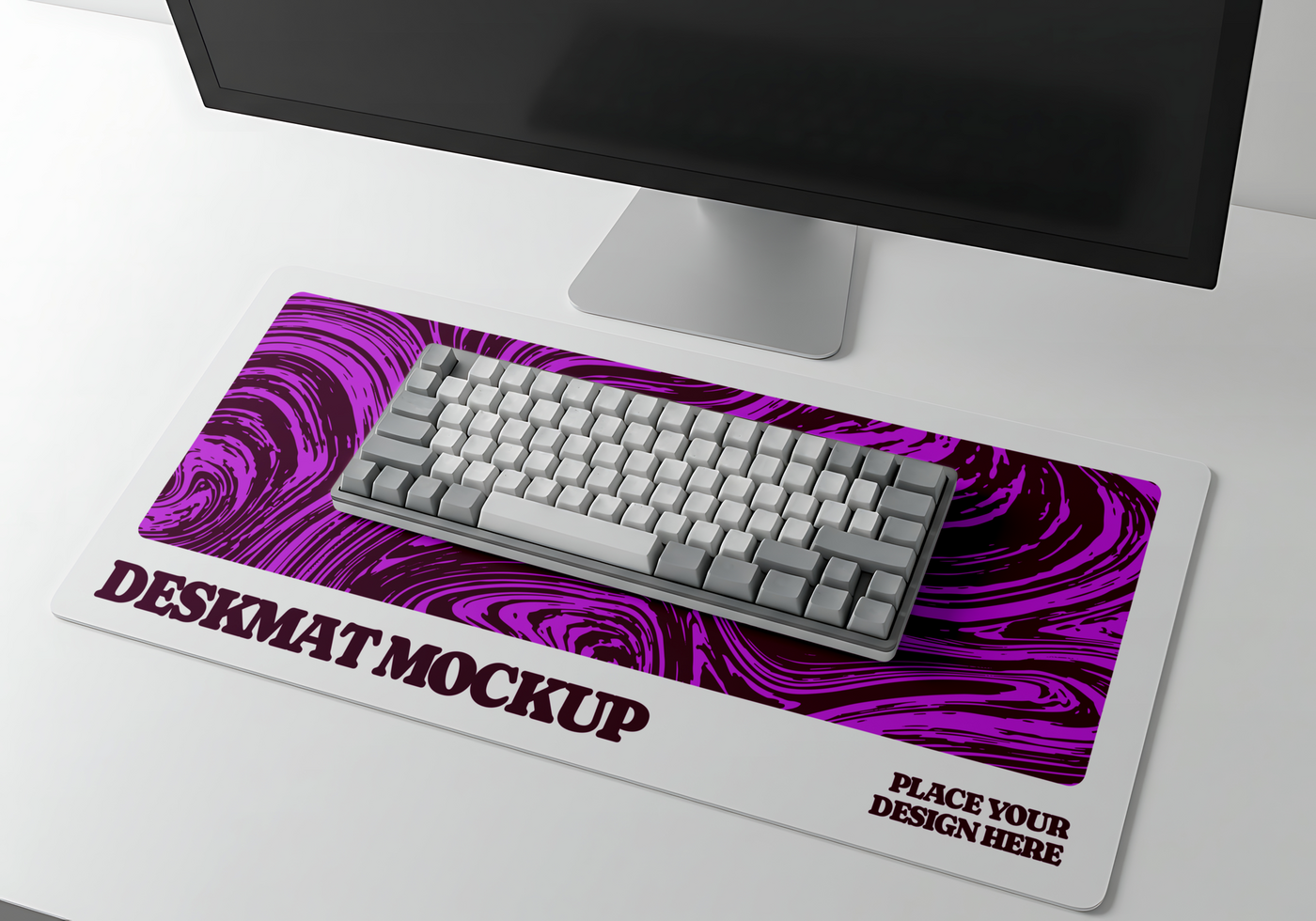 Puple Deskmat mockup with clean background psd