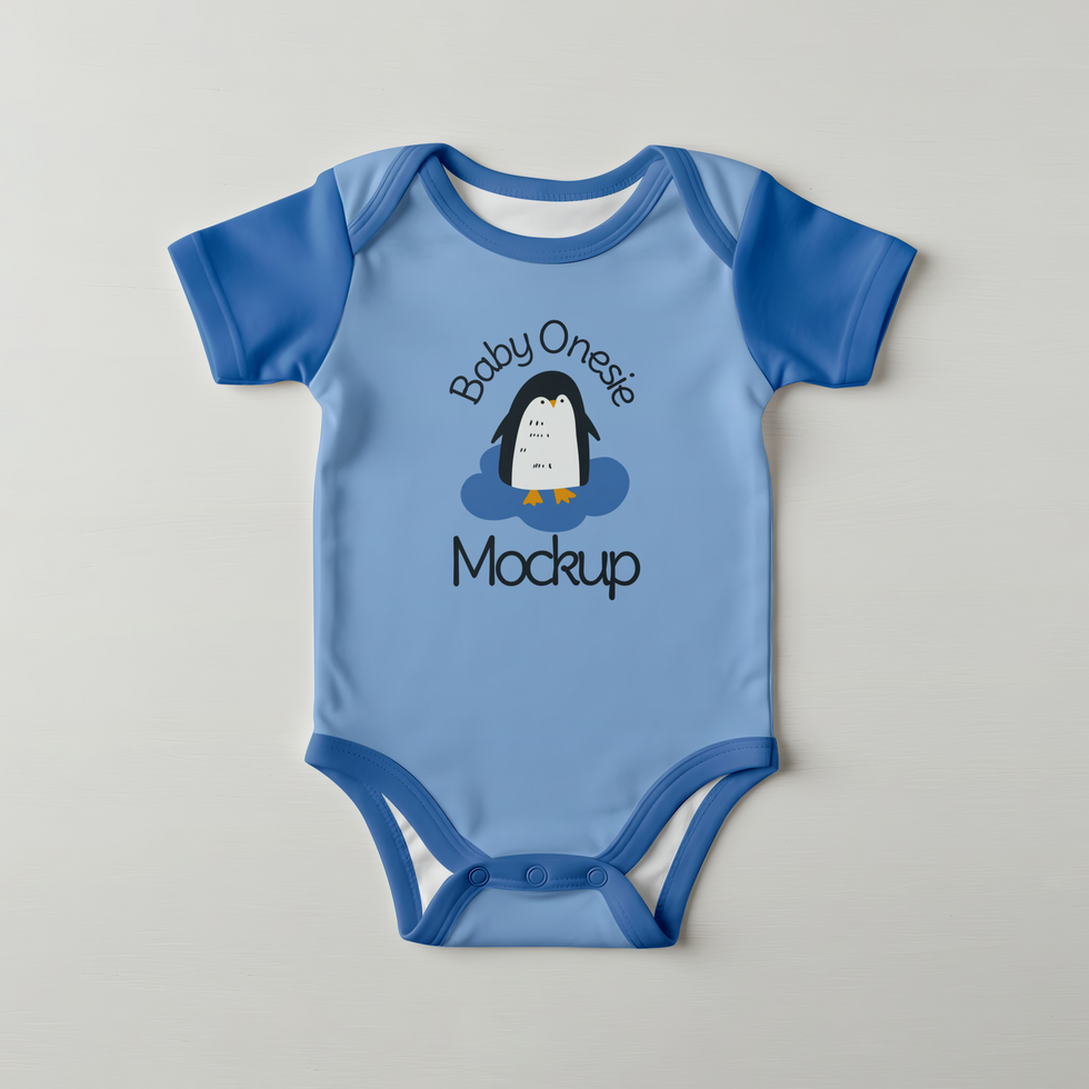 Baby boy Clothes Onsie mockup with simple background psd