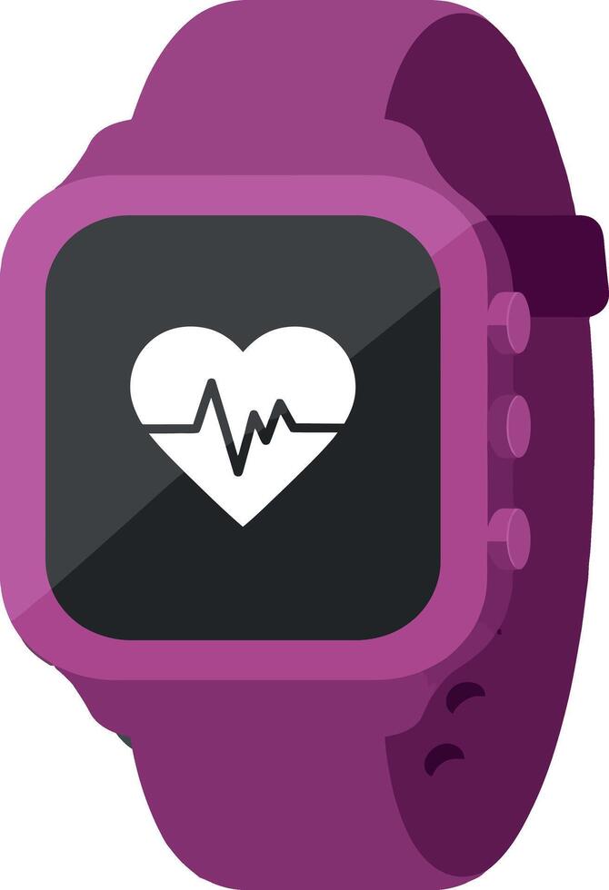 Purple fitness smartwatch with heart rate monitor icon illustration vector