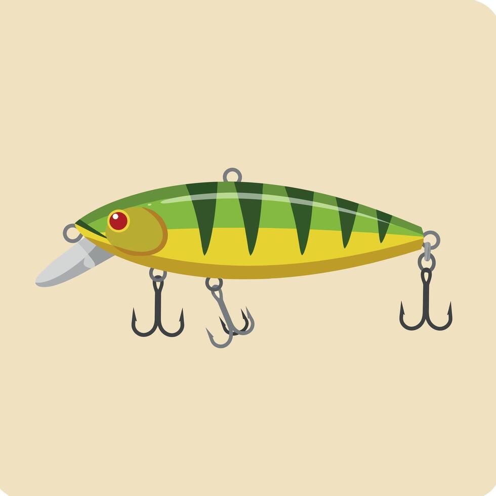 Fishing lure illustration with yellow and green colors for hobby and leisure use vector