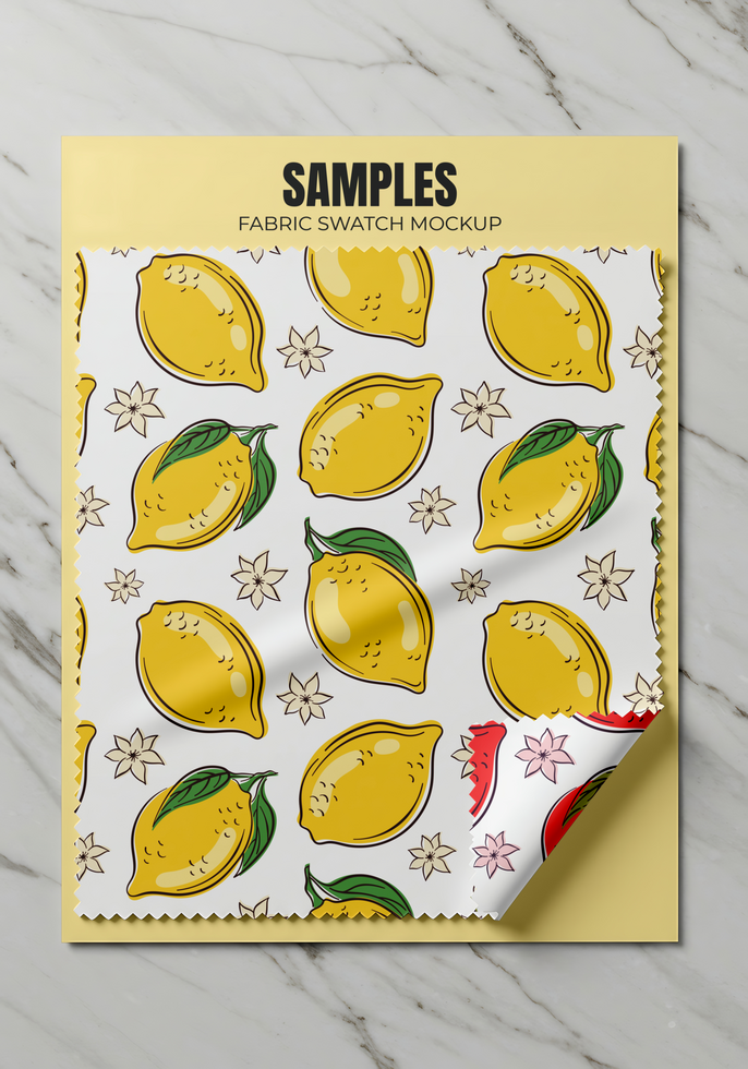 sample fabric folded mockup on marble floor psd