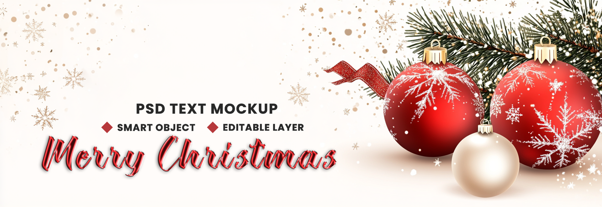 Multiple colour ball and tree in Merry Christmas background theme with holiday season joy psd