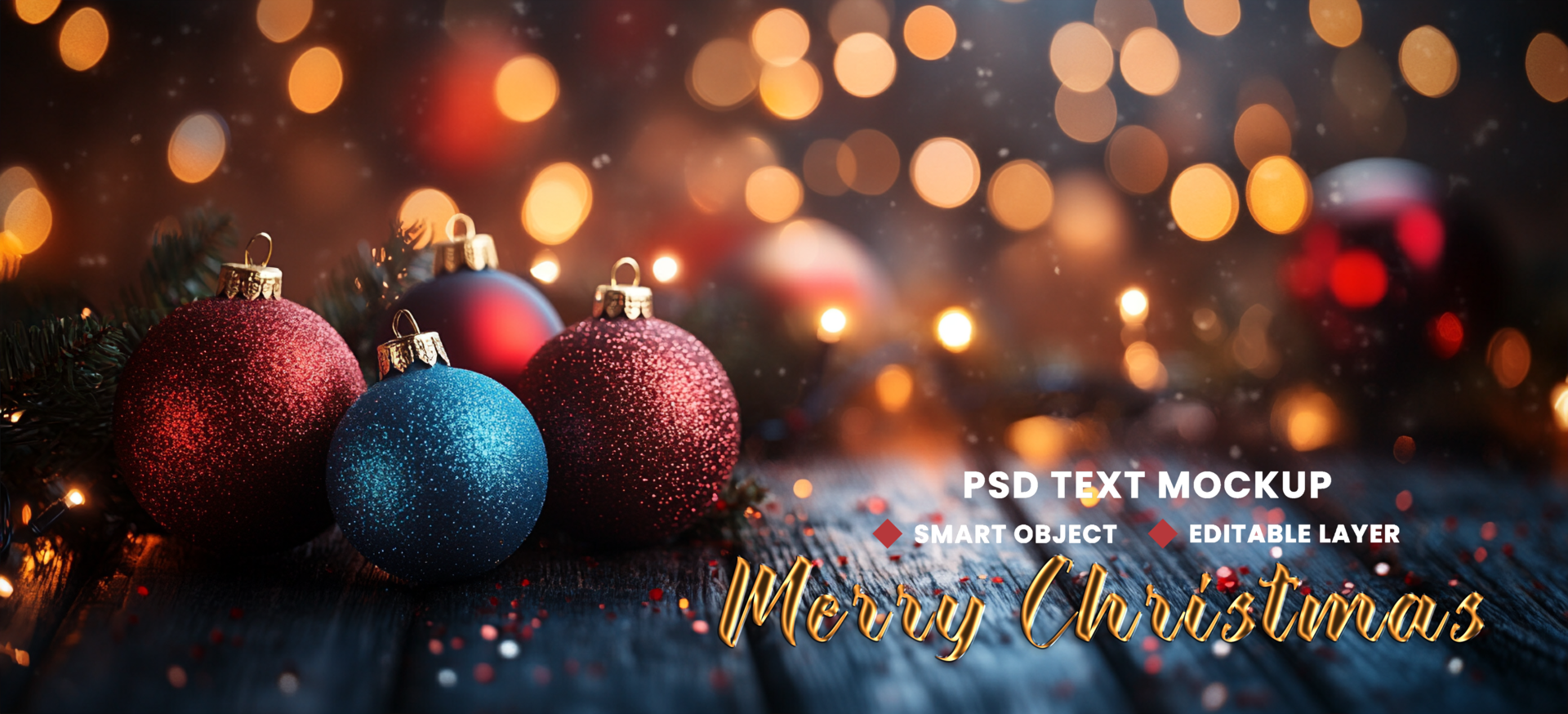 Happy new year multiple colour balls background in Merry Christmas background psd