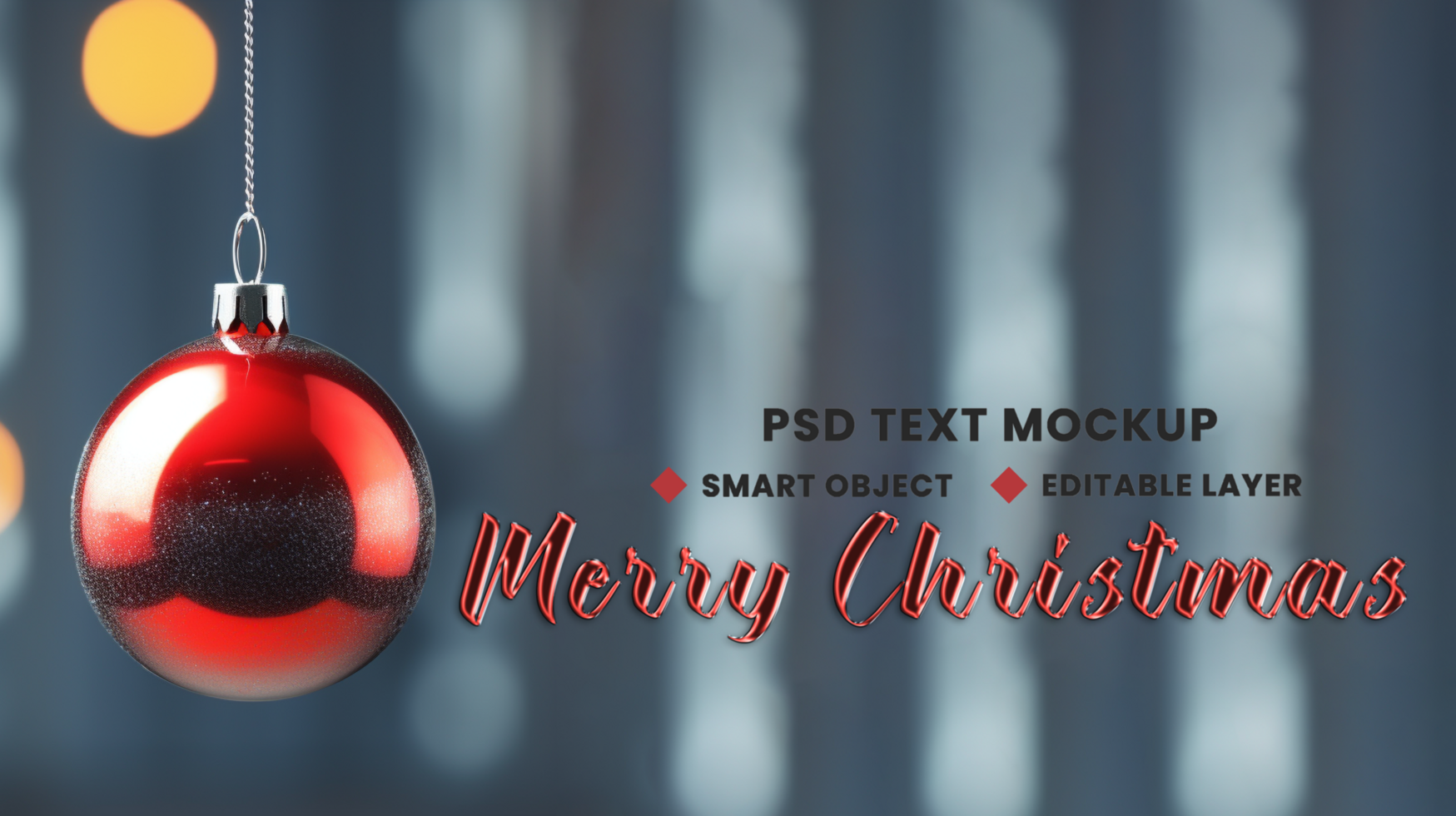 Christmas ball glow in Merry Christmas background theme with snow tree and Santa Claus ball psd