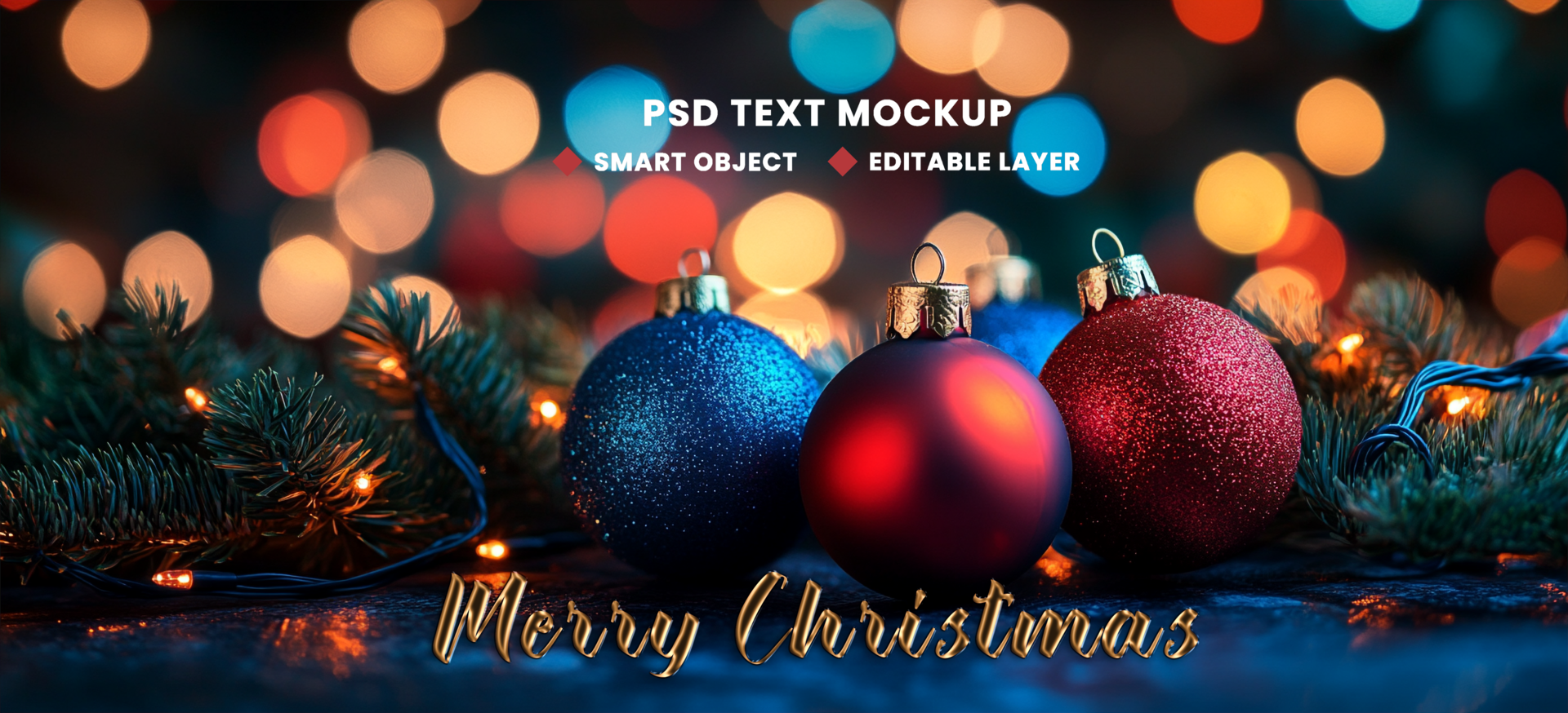 Background Christmas scene for Merry Christmas background theme with colourful Christmas ball psd