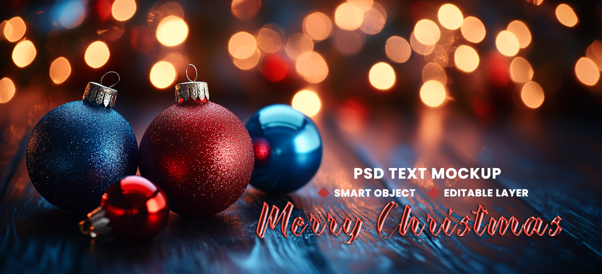 December lighting flickers for Merry Christmas background theme with multiple colour Christmas balls psd