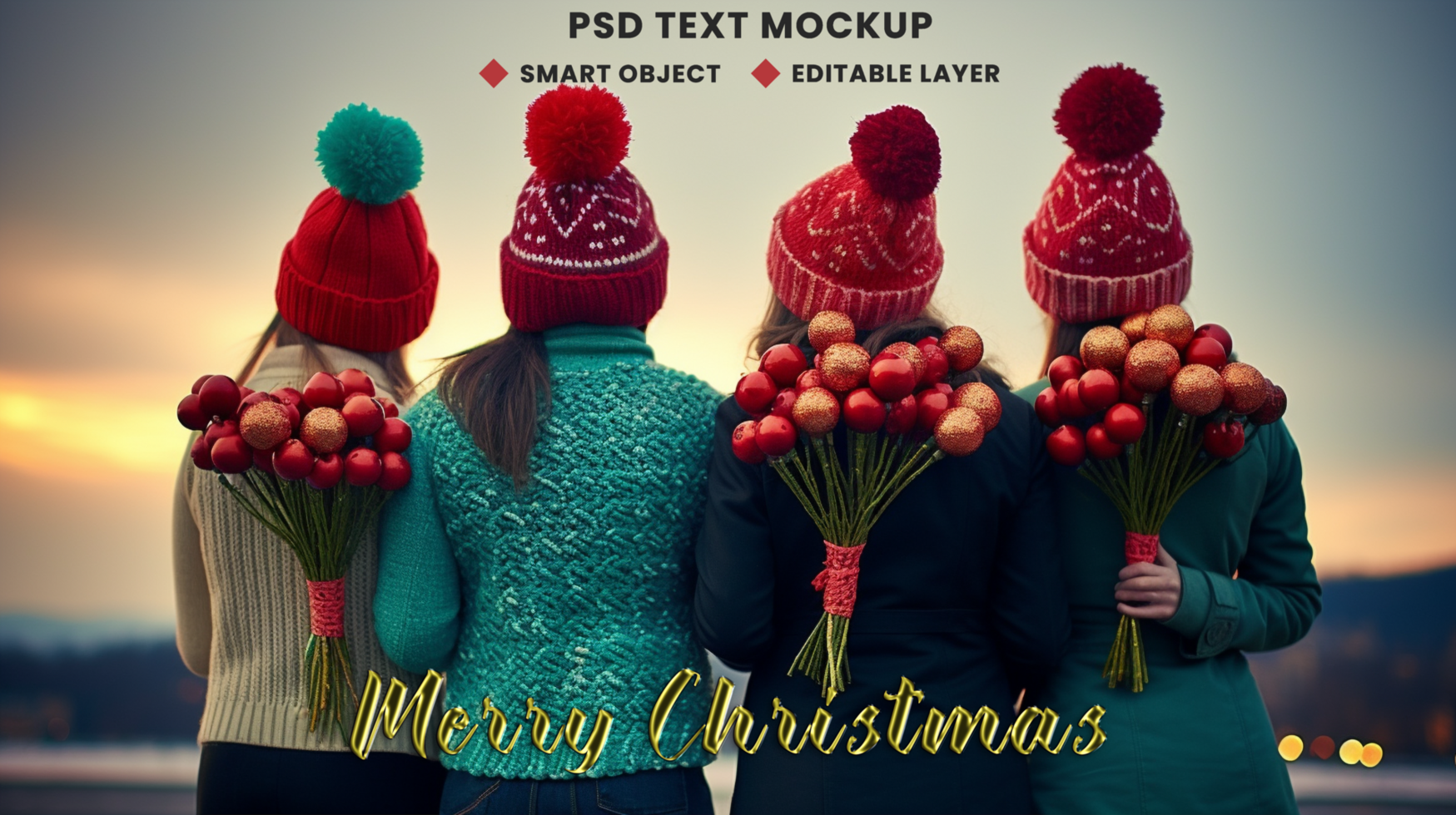 Candlelight glow for Merry Christmas background theme with beautiful girl back part scene psd